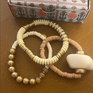 Plunder Elegant Gold, Cream & Blush Bracelet Set. NIB!